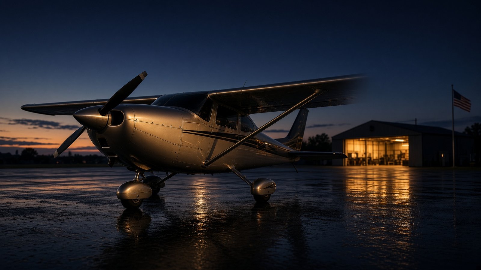 Polished aircraft at dusk
